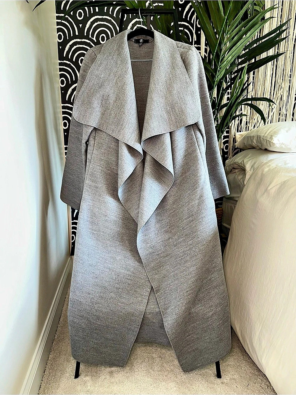 Gray Draped “Waterfall” Cape Winter Coat from Missguided